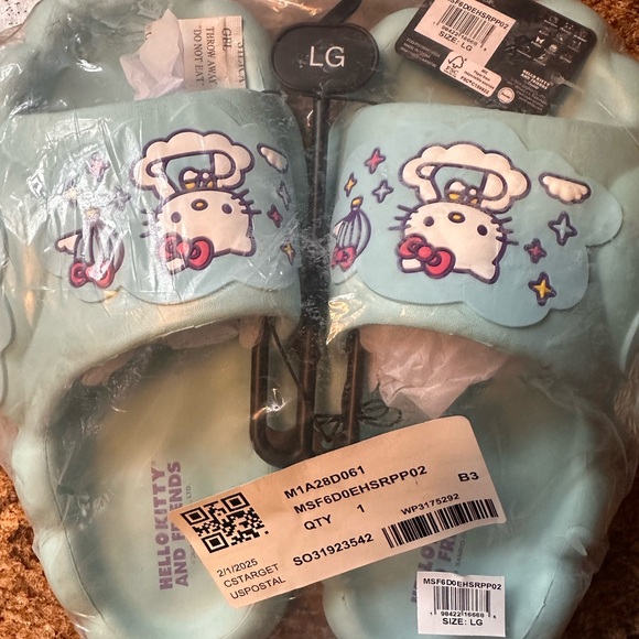 Hello Kitty  - Light Blue and White slide ons  Size large! 8-9 - Picture 2 of 5